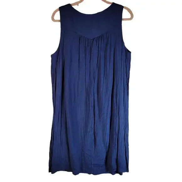 Westport Blue Red Embroidered Metallic Sleeveless Dress Women Petite Size XL - Picture 2 of 10